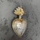 Sacred ex-voto in solid silver – heart engraved “Reconnaissance” – interior do