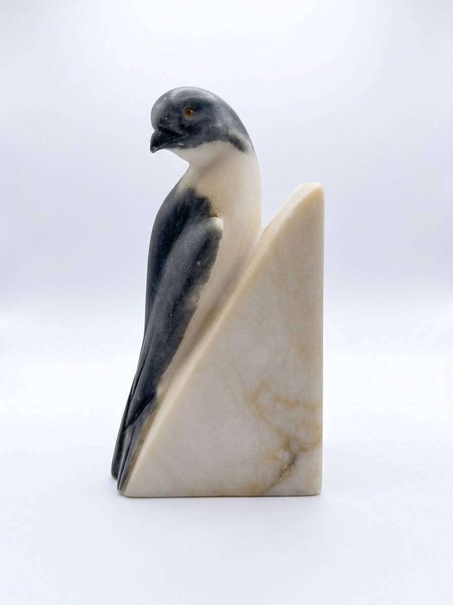 Bookends BIRDS Art Deco Alabaster Marble Vintage Italian Sculpture