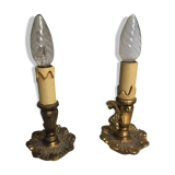 Pair of bronze candlesticks