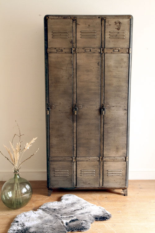 Industrial metal locker room patinated rounded corners