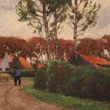 Great landscape painting signed G. V. Hoven and dated 1918
