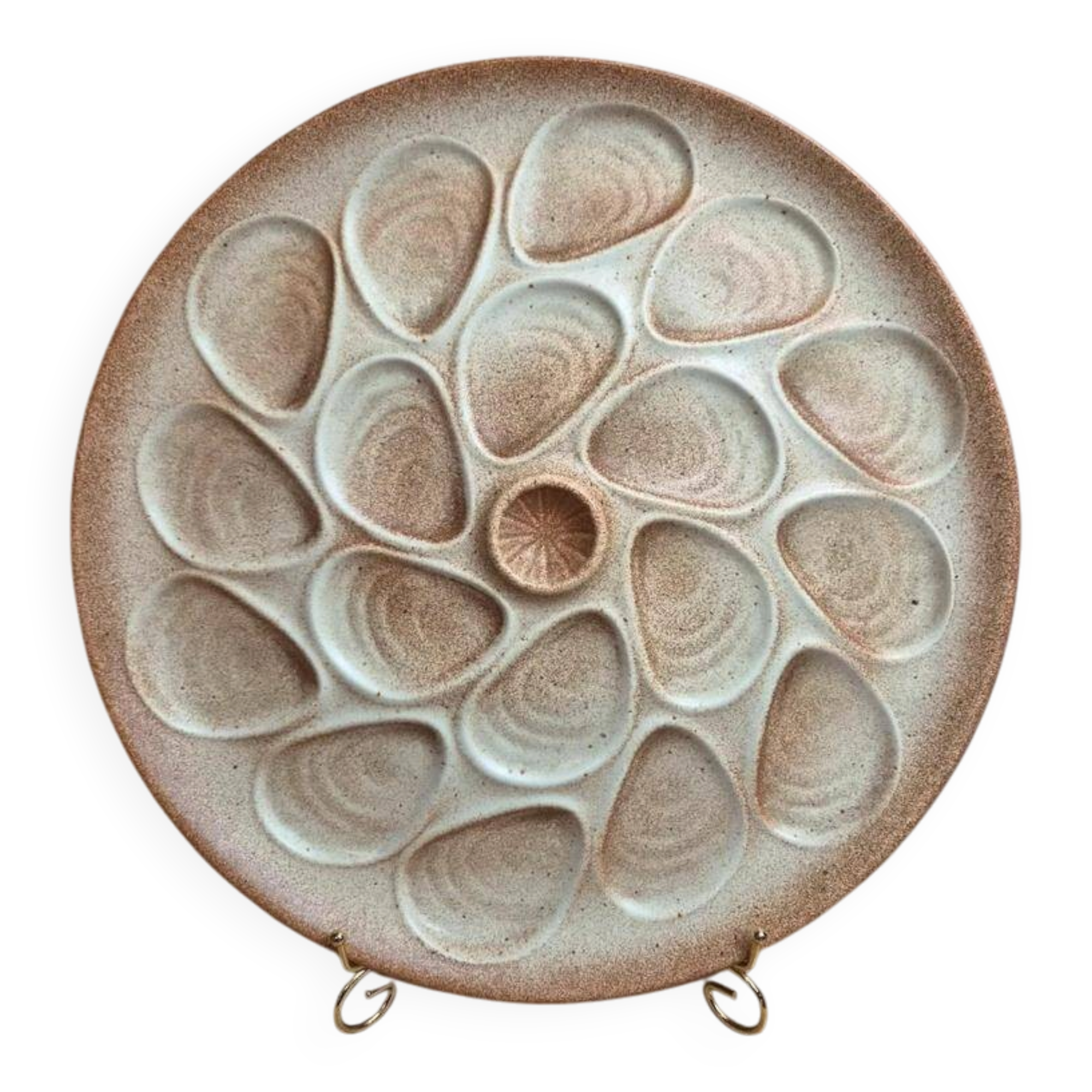 Large oyster plate Salins-les-Bains France vintage 41 cm