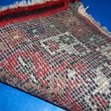 Vintage persian hamadan handmade carpet 1.3' x 2' (40cm x 61cm) 1970s, 1c760