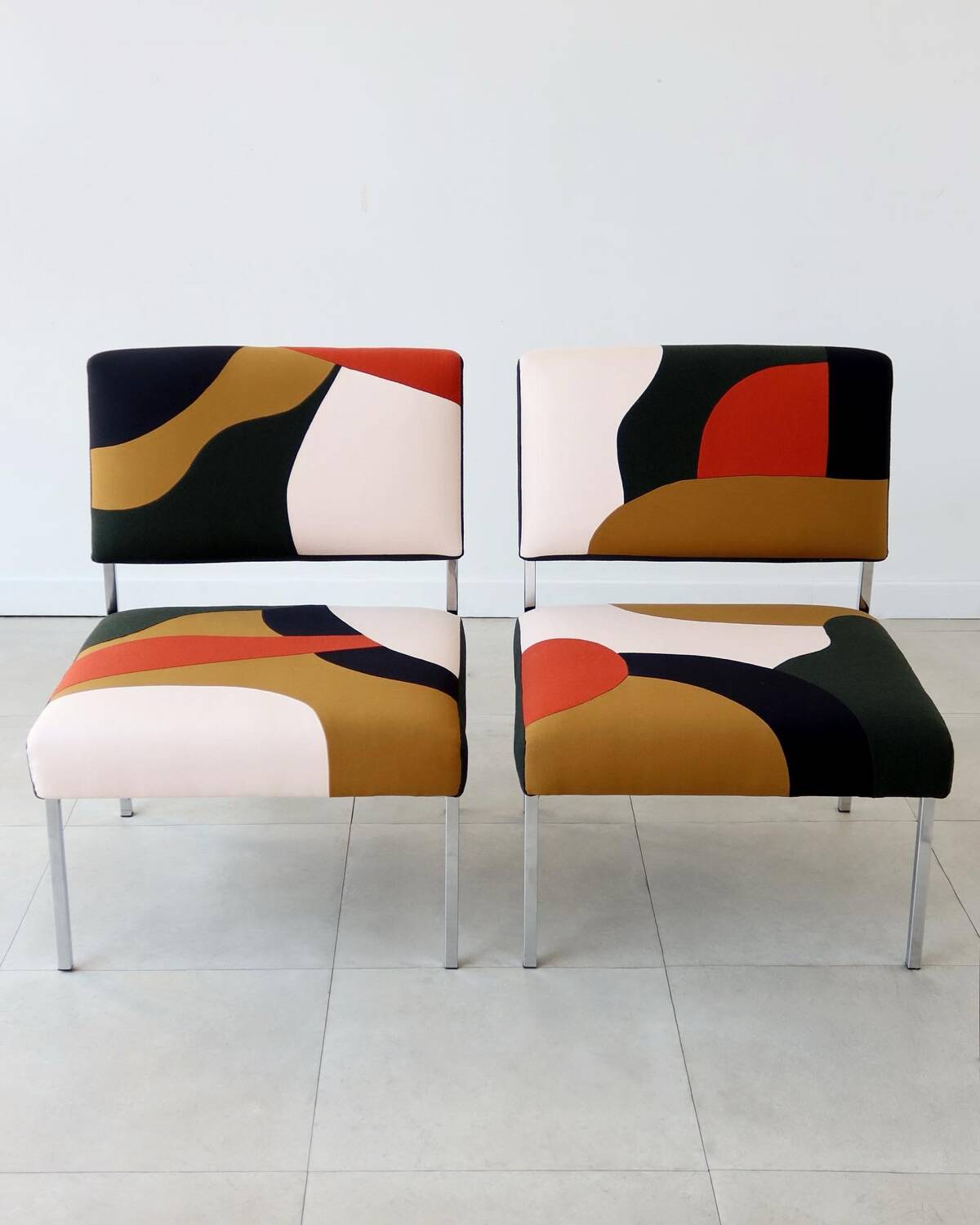 Pair of 80s industrial armchairs