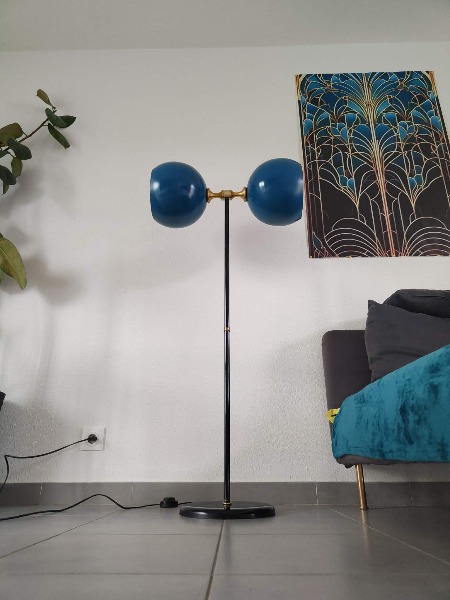 Lampadaire vintage 1980 double éclairage