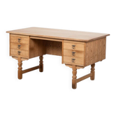 Brutalist Oak Desk by Henning Kjærnulf, Denmark, 1960s