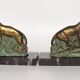 Vintage French Art Deco Panther Book Ends - Marble and Metal Bookends
