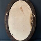 Large antique oval mahogany mirror, mercury glass, 19th century