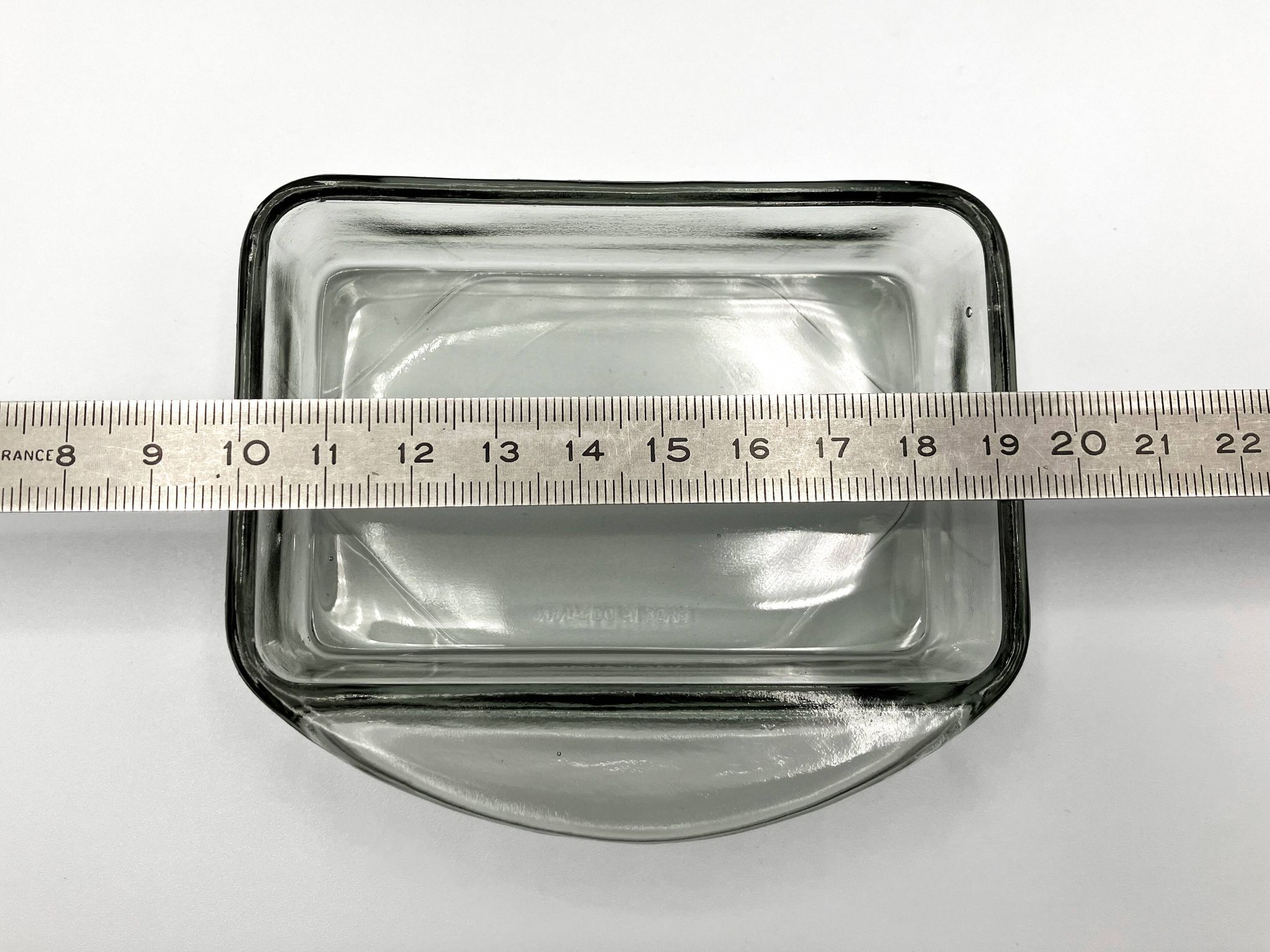 Teak tray and its 4 stackable glass dishes • Denmark • 1960