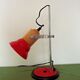 Adjustable vintage French desk lamp in red, black, silver & wood effect 3631