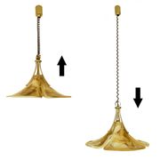Suspension vintage XXL space age plexiglas & laiton Années 70