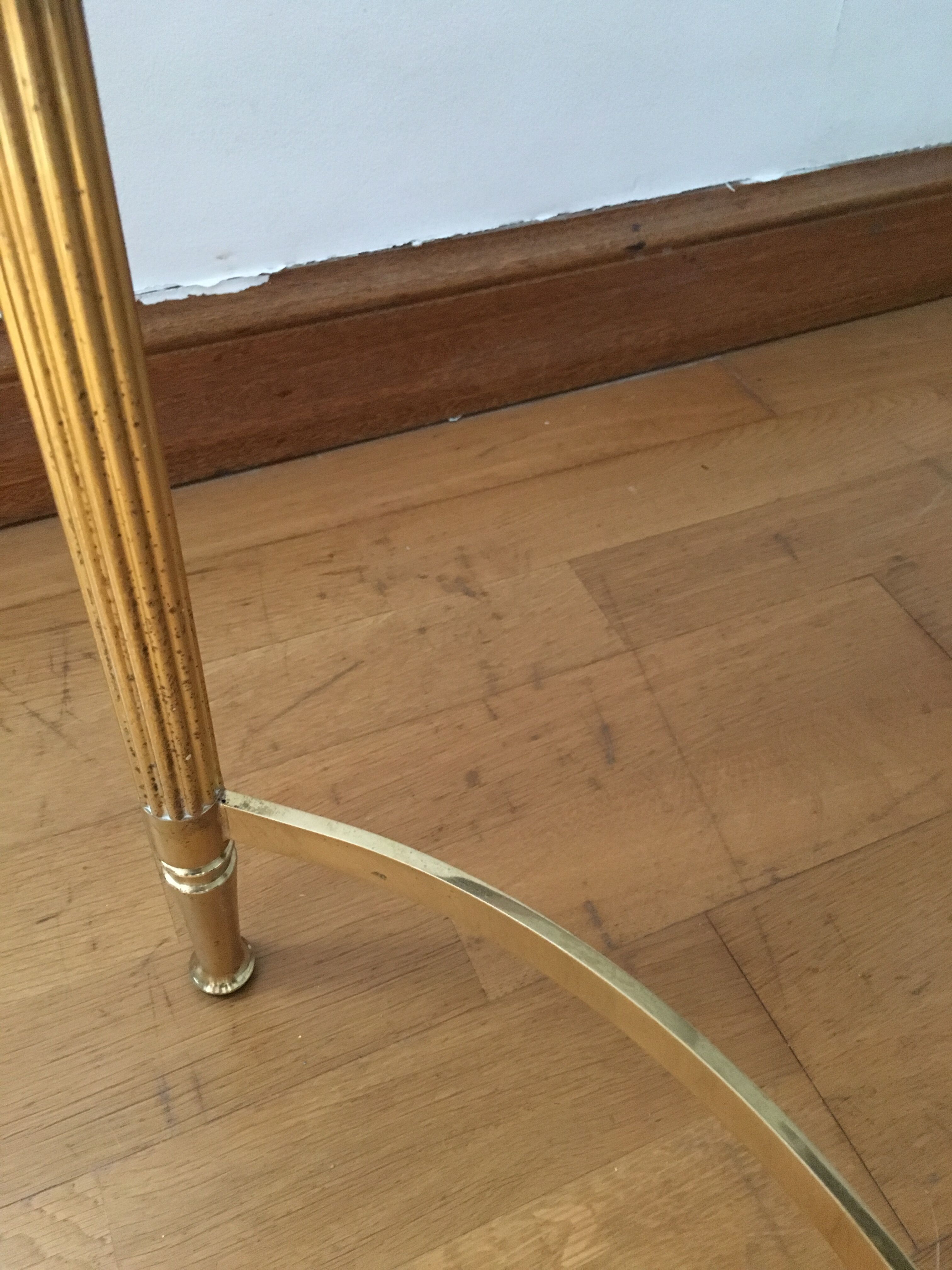 Brass round coffee table and smoked glass