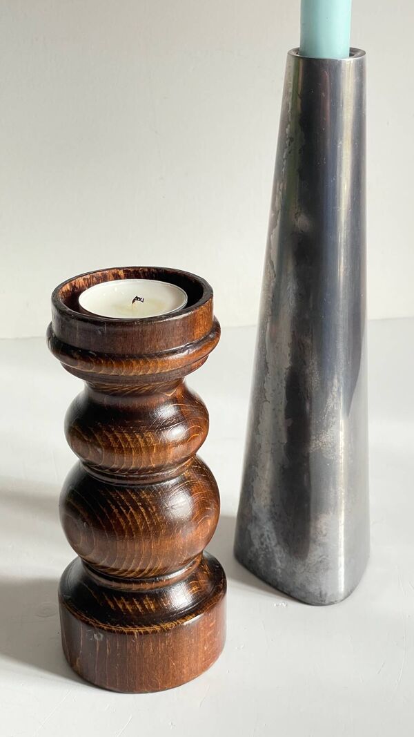Bougeoirs bois et métal ikea vintage