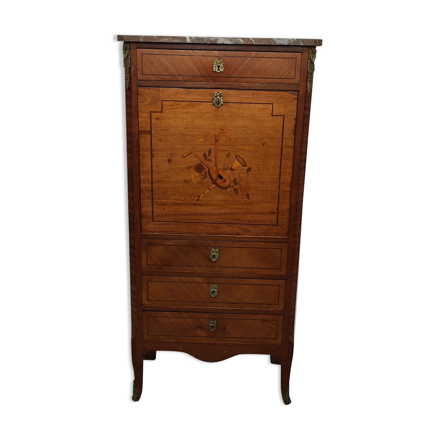 Former secretary marquetry and gilded bronze fittings