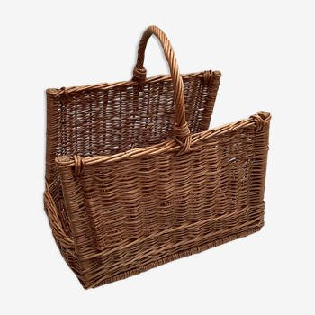 Wicker /rattan lumber basket vintage
