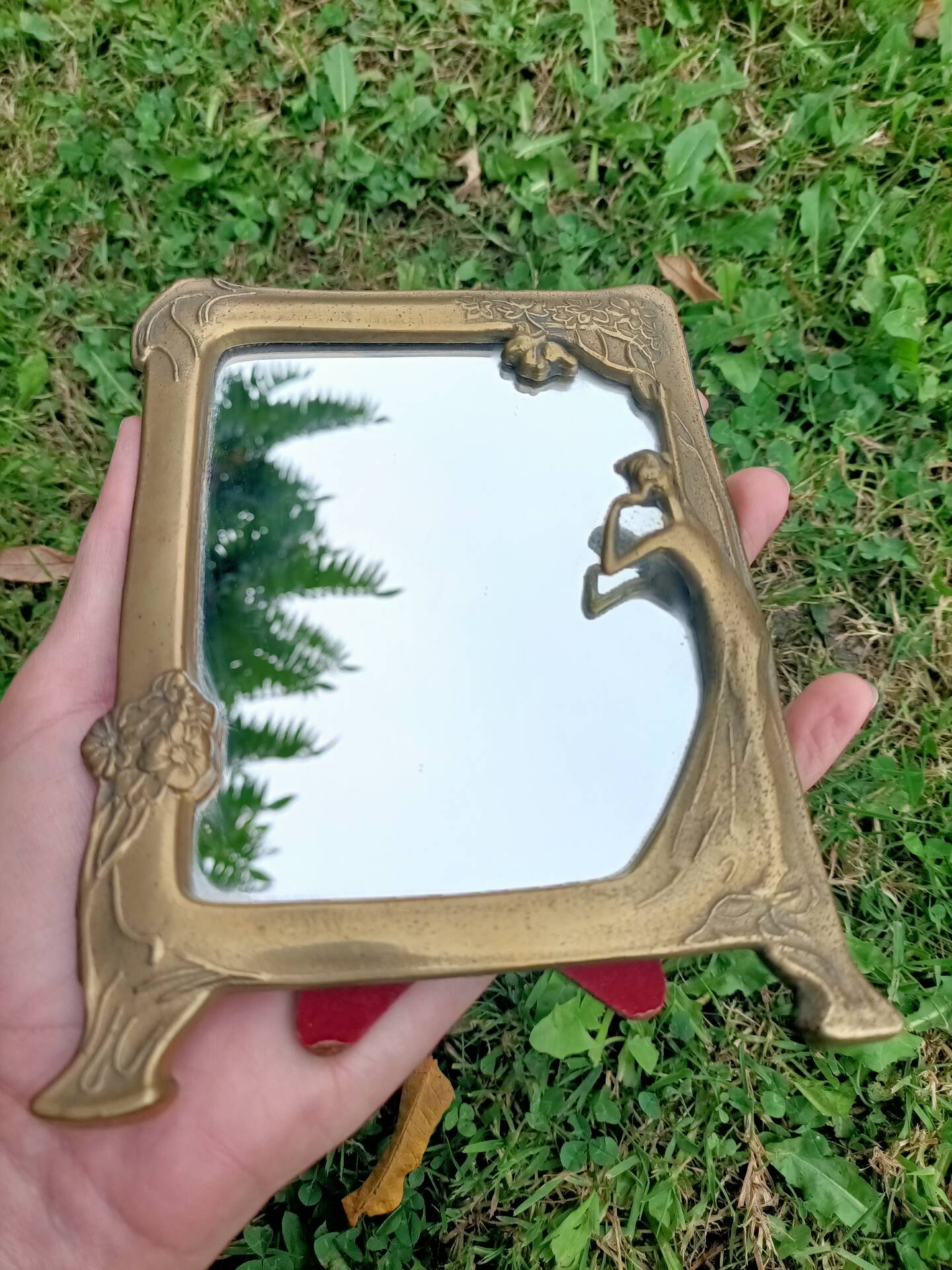 Brass retro mirror The Lady of the Lake