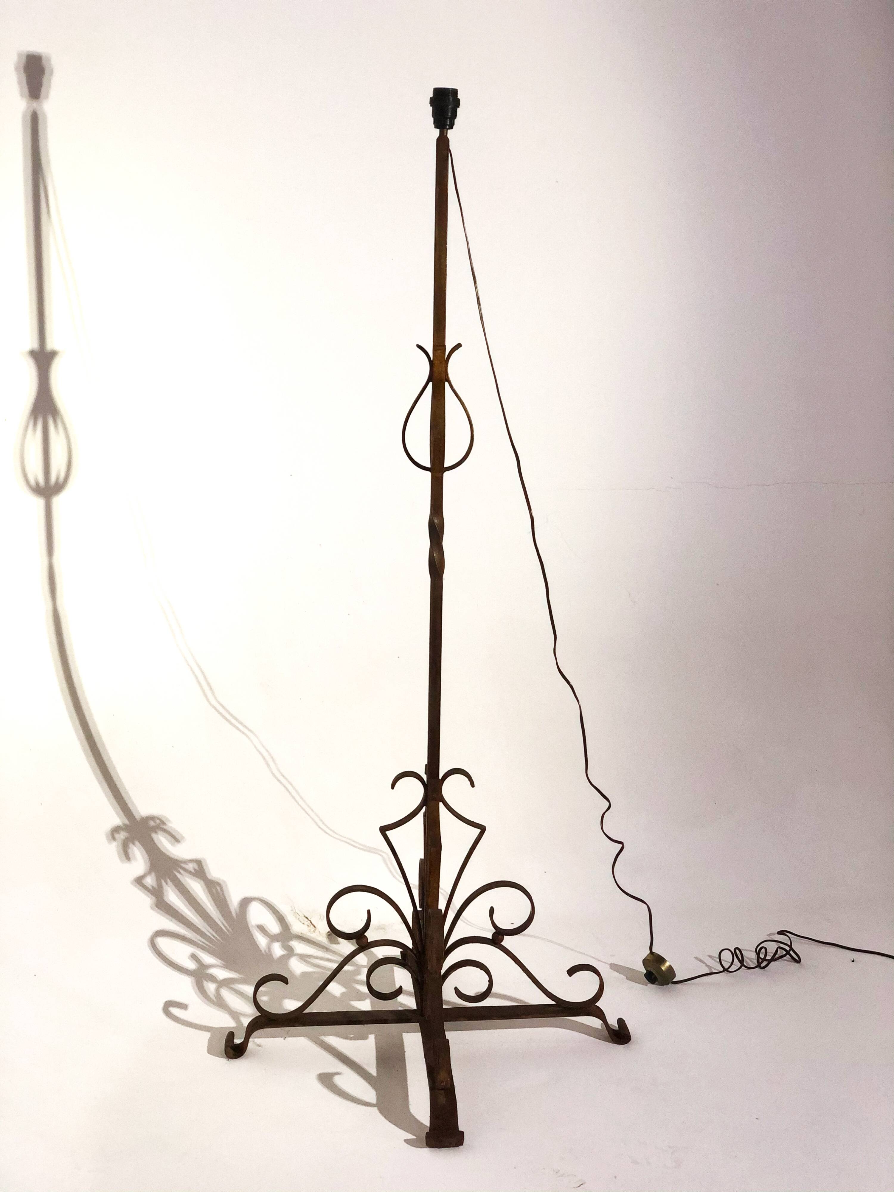 Vintage wrought iron floor lamp 1960