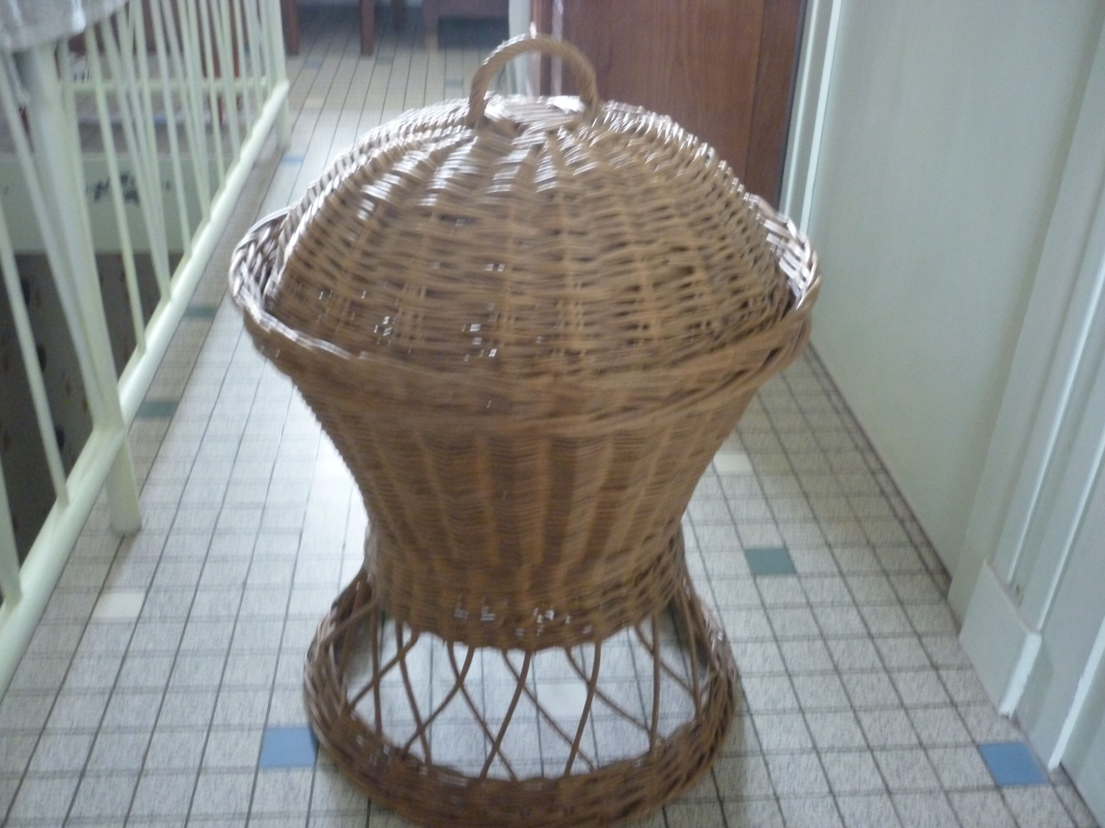 Vintage wicker laundry basket