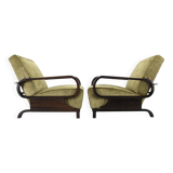 1930s rare restored adjustable Art Deco armchairs, Czechoslovakia