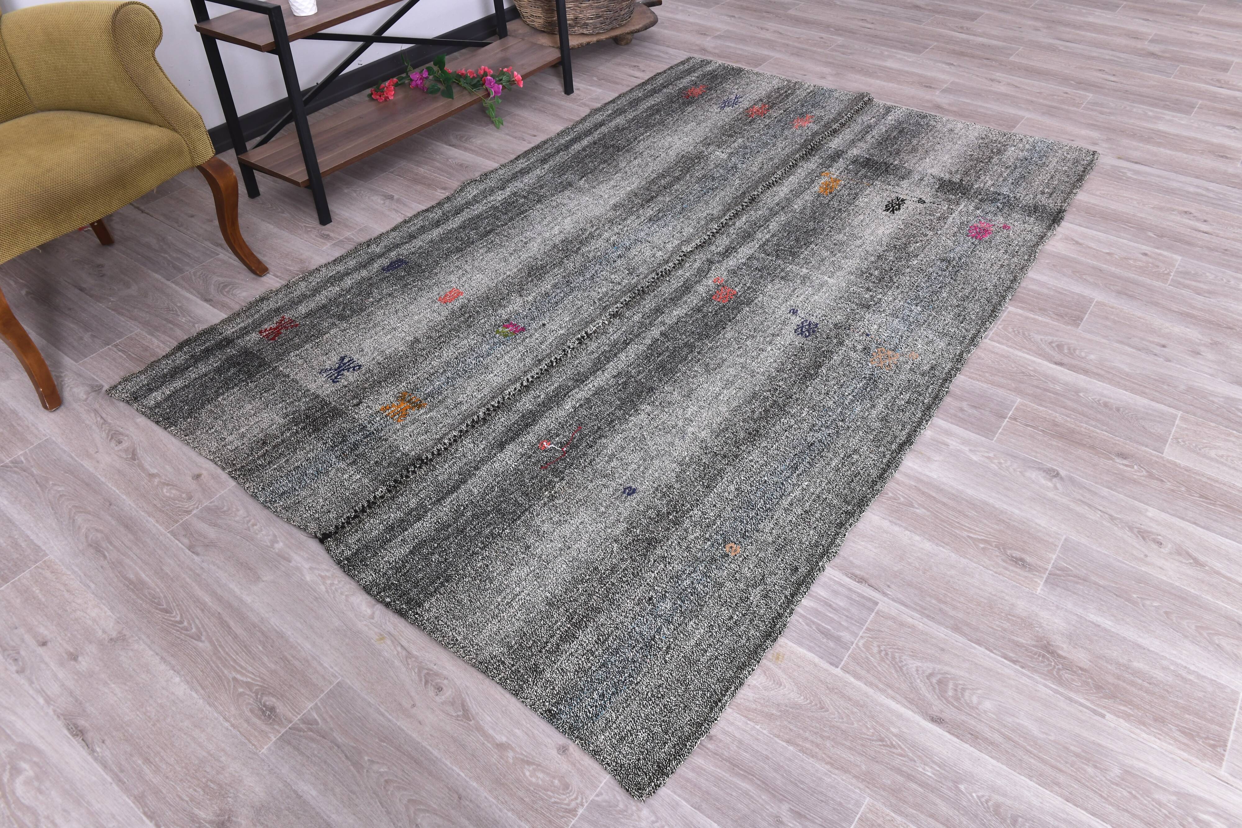 Gray Black Turkish Kilim Rug 159x247Cm SK 240591