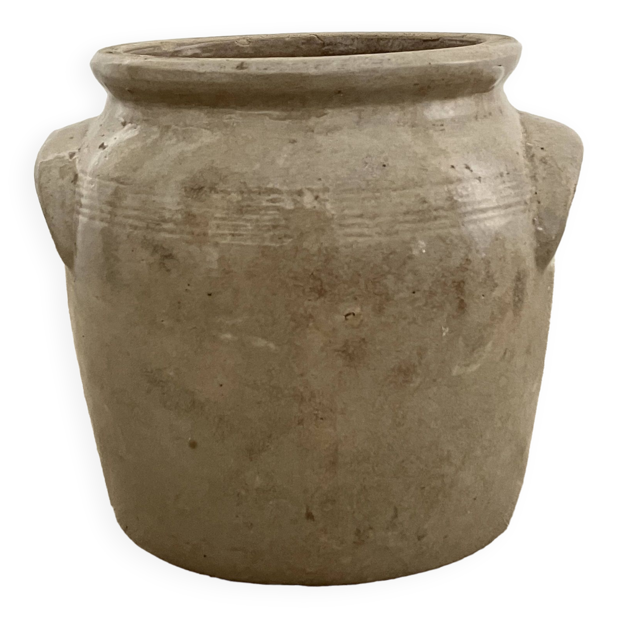 Glazed stoneware pot with ears