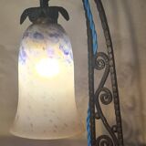 old wrought iron lamp 32x20 pretty tulip original elec ok