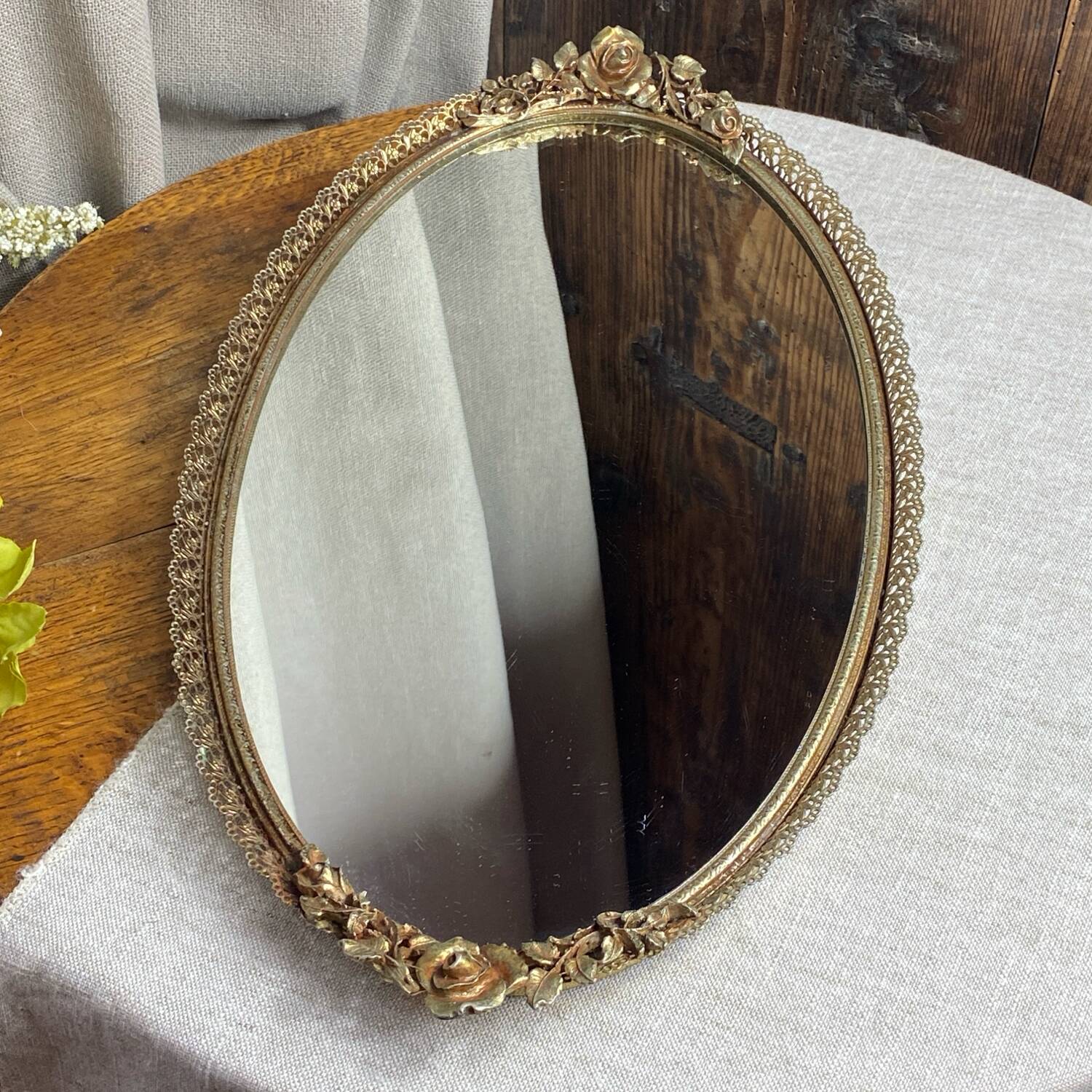 Brass mirror tray