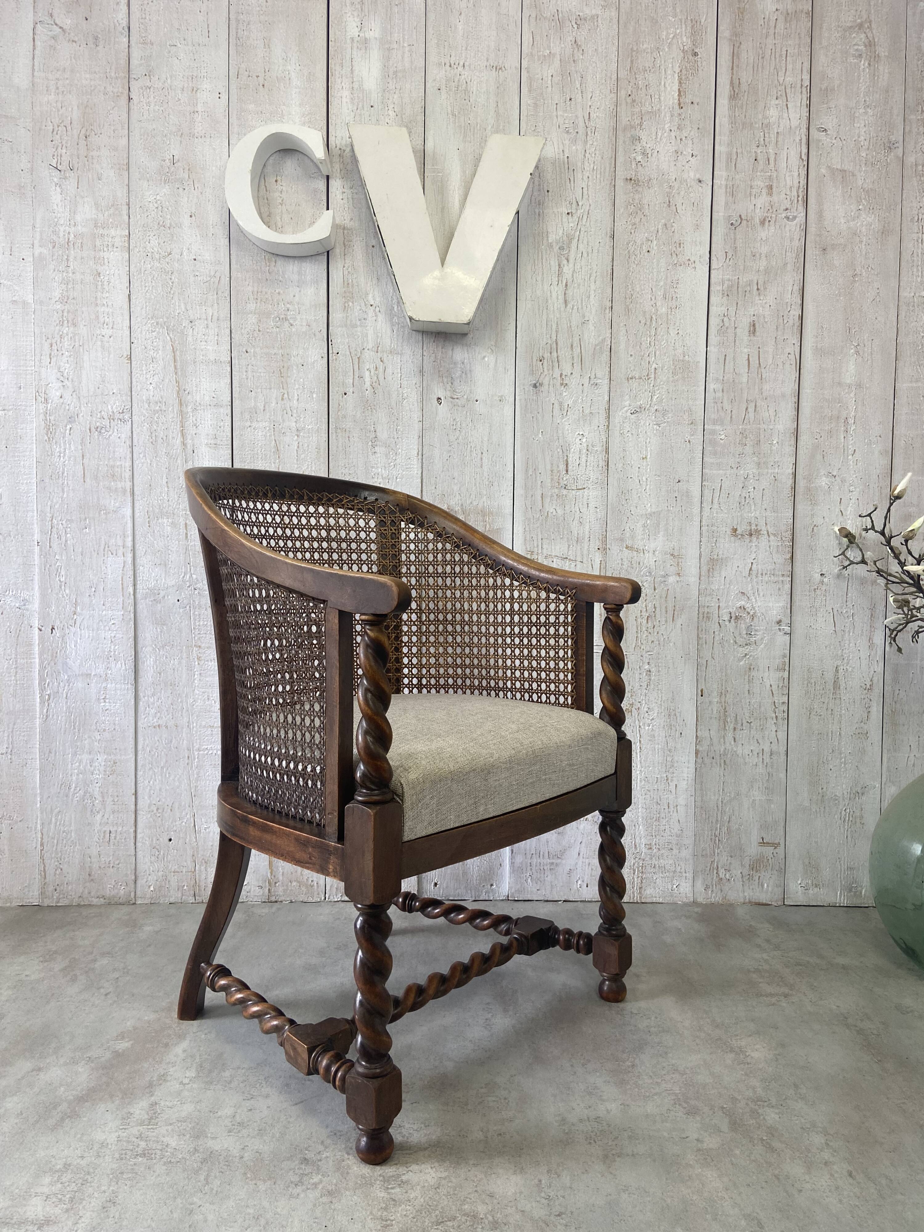Antique chair with caning