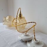 Duo of molded glass pendant lights