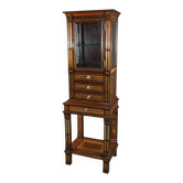 Rare small marquetry display cabinet, louis xvi style – mid 19th century