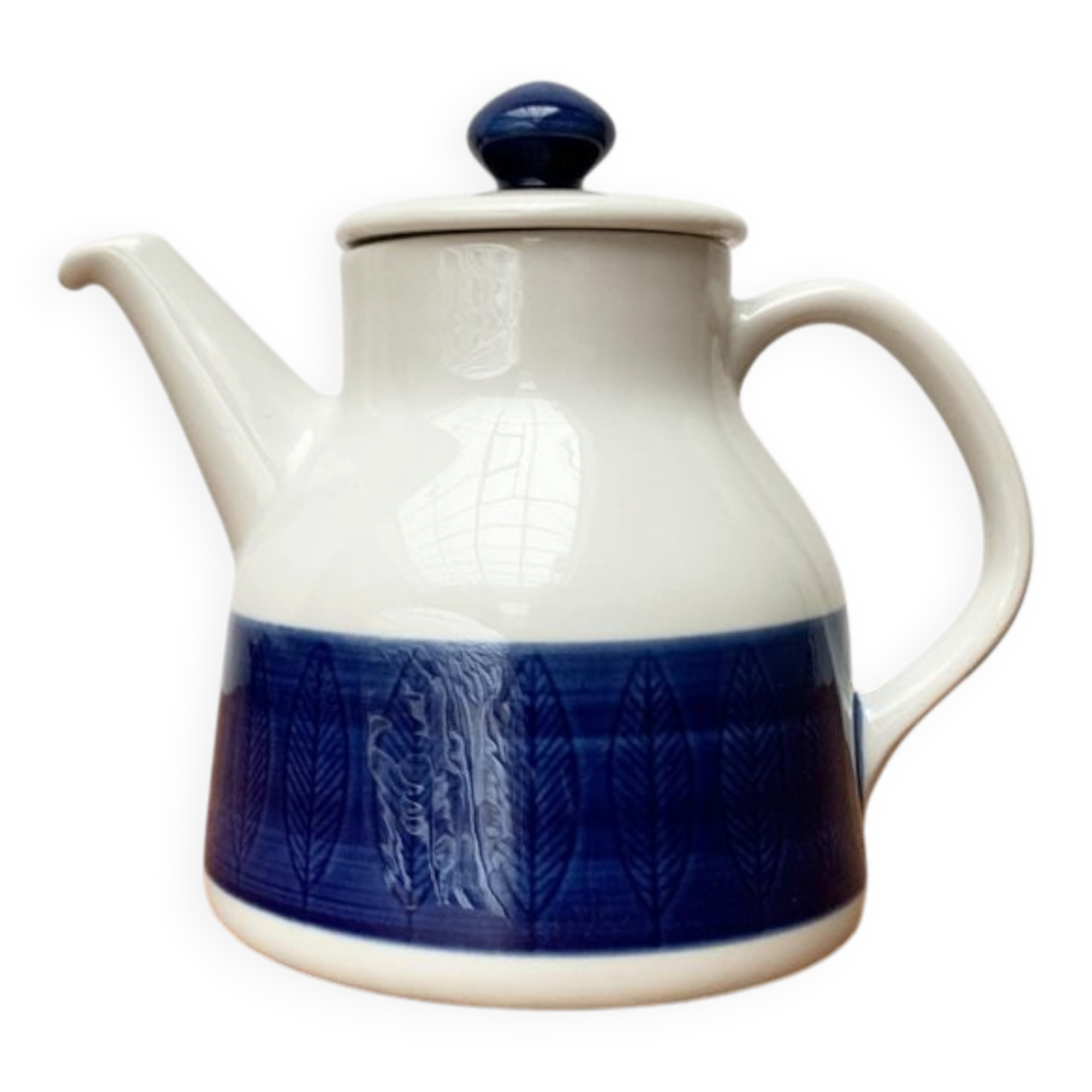 Coffee pot from the Koka Bleu series, Blau, Bla Swedish mid-century by Hertha Bengtson for Rörstrand, 1950s.