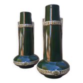 Paire de vases en barbotine Art Nouveau Gustave de Bruyn