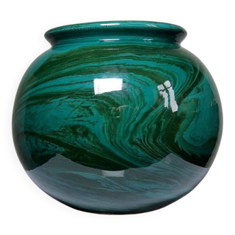 Large ceramic ball vase, art deco style, shade of green, vintage