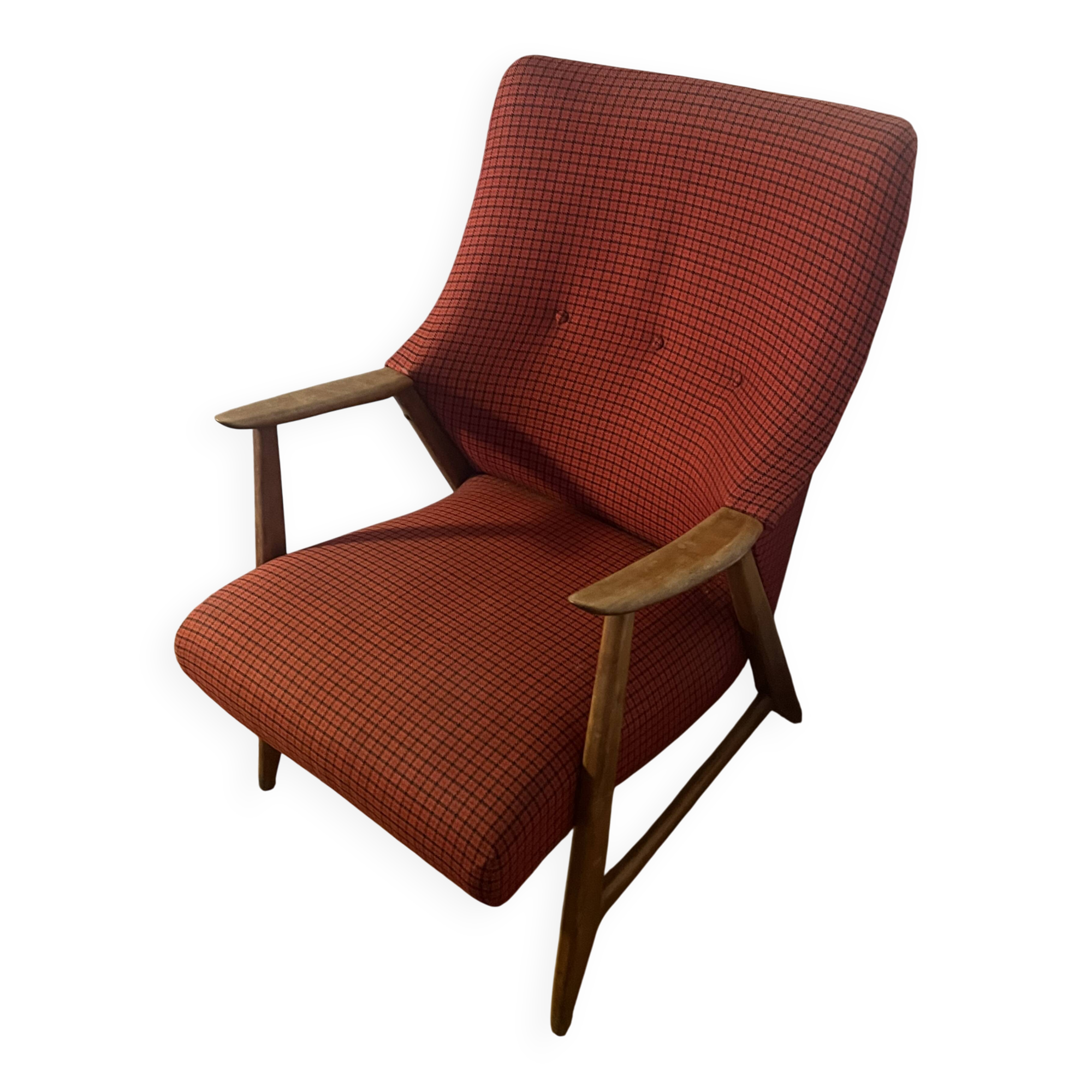 Red Houndstooth Armchair