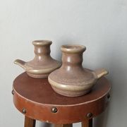 Paire de bougeoirs  grès artisanal slow décoration campagne bohème