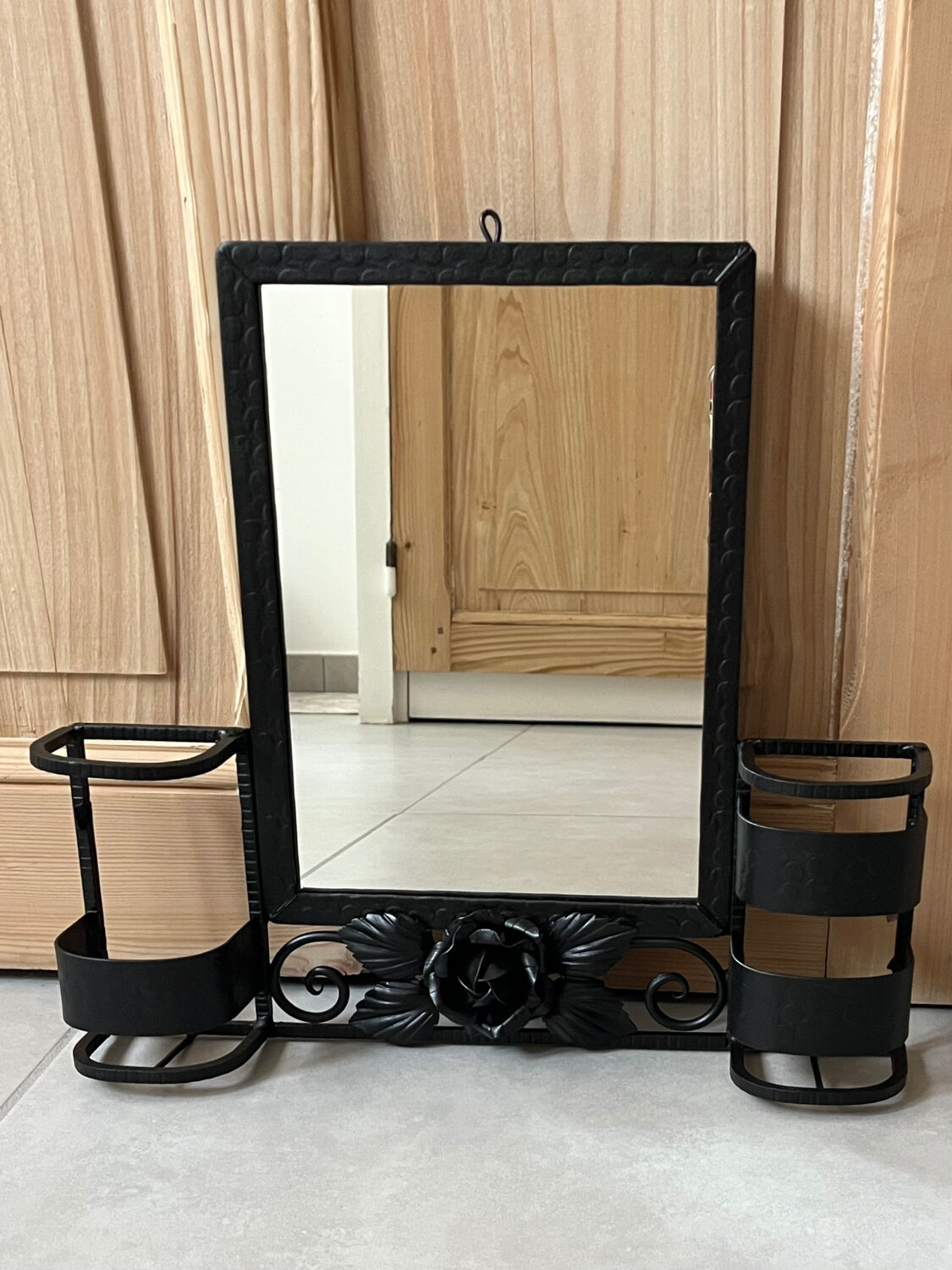 Wrought iron Art Deco mirror