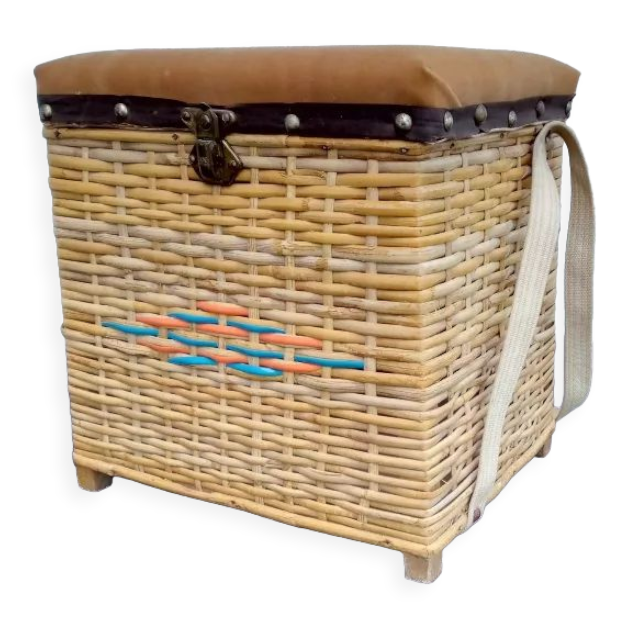 Ancien Creel De Pêche En Osier - Années 50 - Panier Vintage Déco