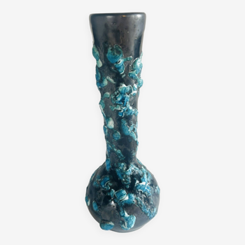 Soliflore Lava, Vallauris 1950 blue and black, “Ecume de mer” collection