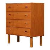 Commode vintage scandinave en teck à 4 tiroirs, Danemark années 70