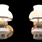 Pair of double opaline and gold metal wall light vintage 60's