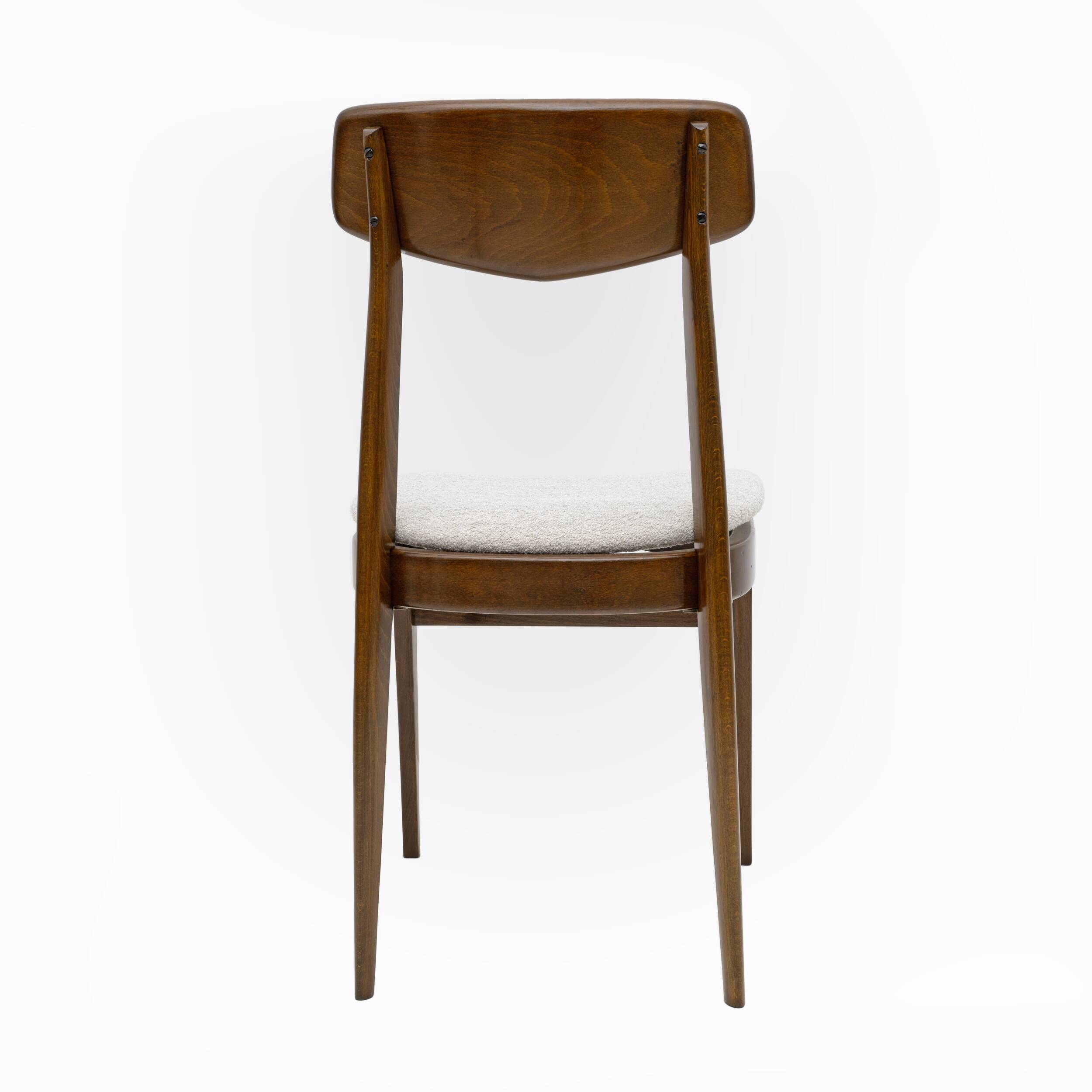 Set of Six Walnut-Stained Beech and Bouclè Fabric Dining Chairs, Denmark