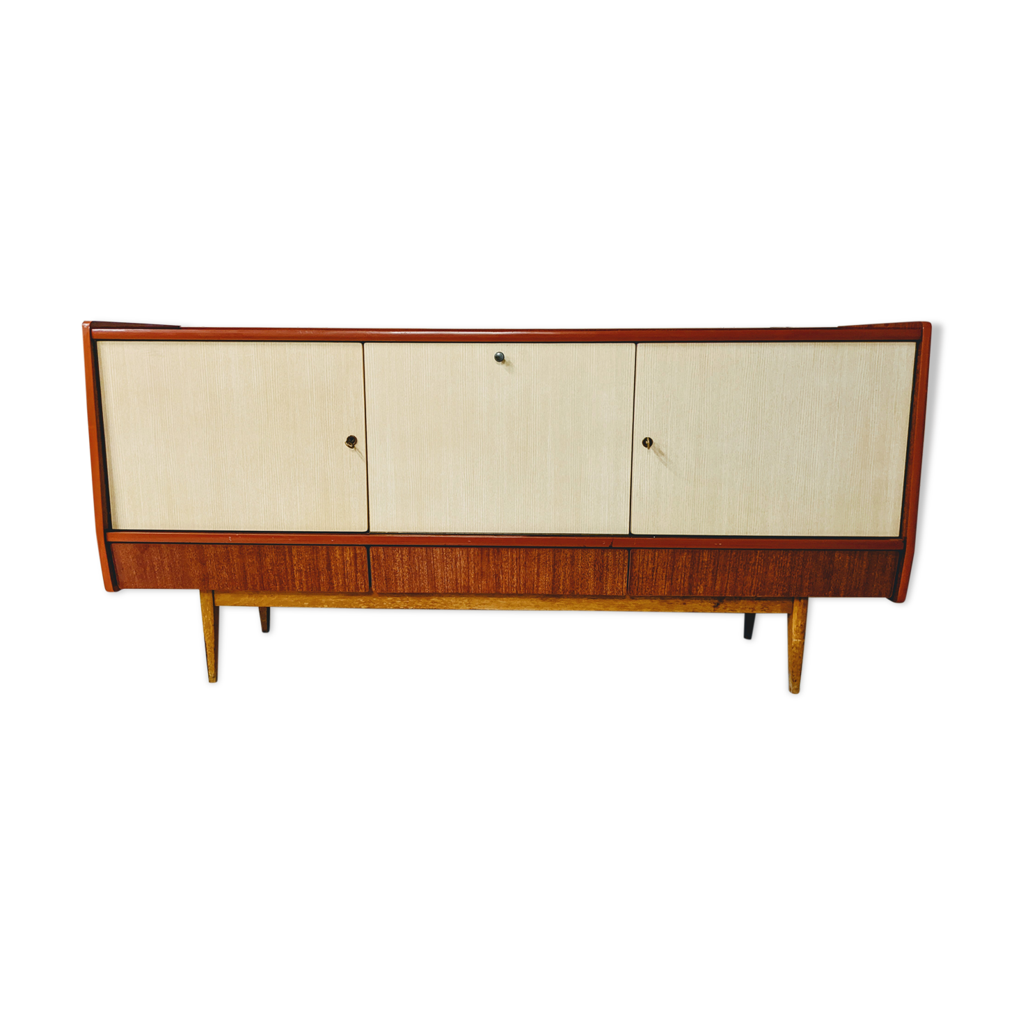 Vintage row in lacquered wood and formica
