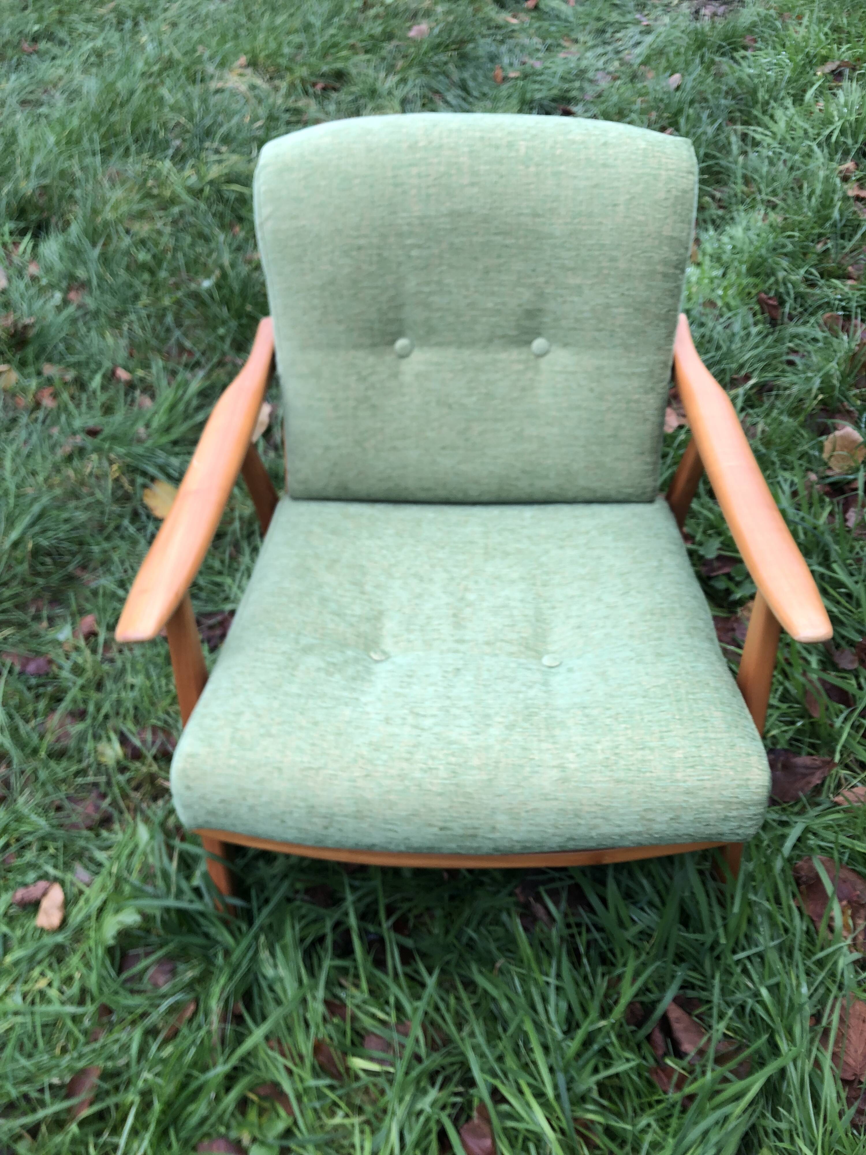 Fauteuils scandinaves bois blond vintage Années 60