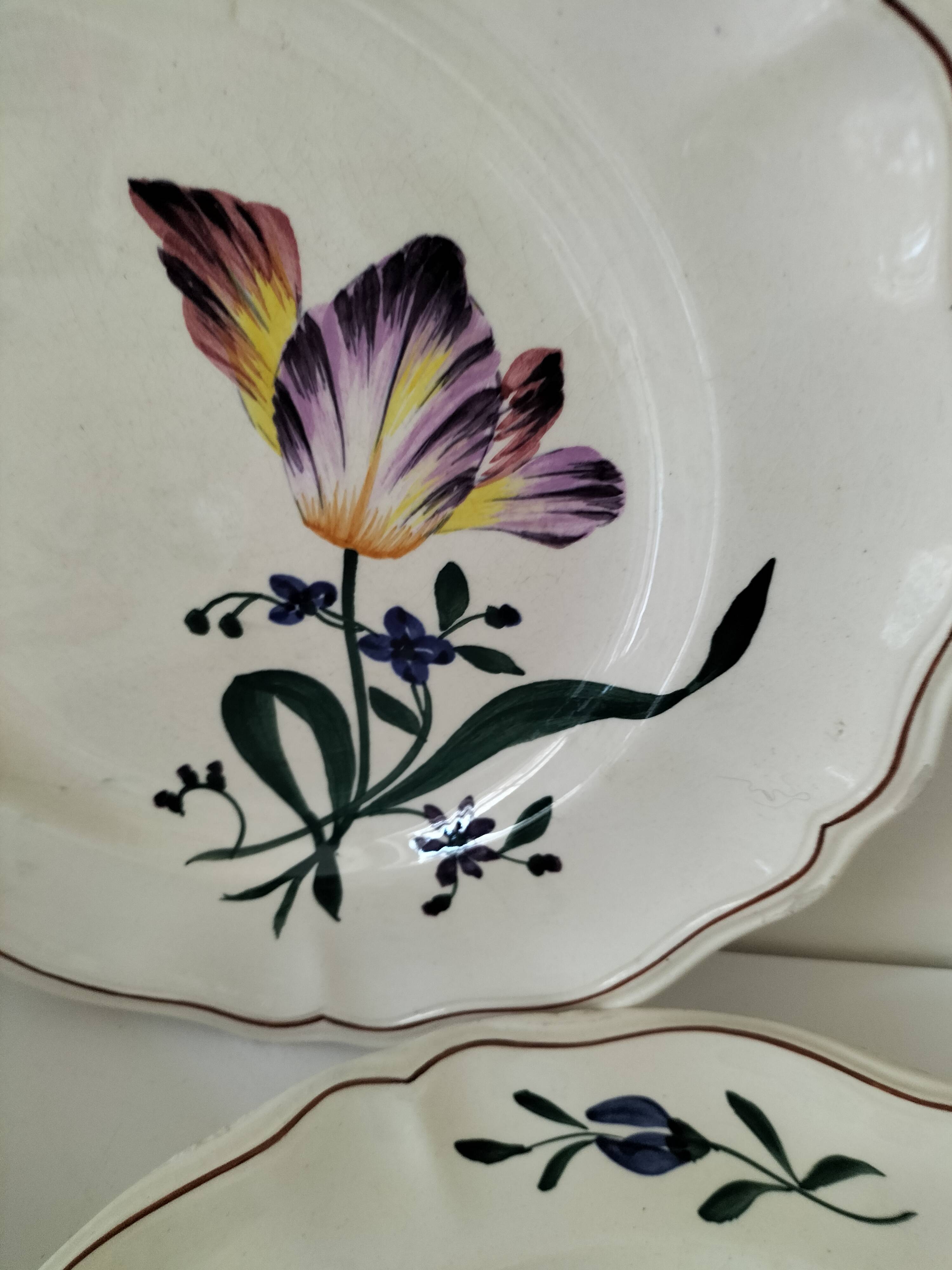 Antique Longchamp plates – “Tulips” model – 1950s-1960s
