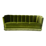 1940s art deco green velvet banana sofa, Denmark