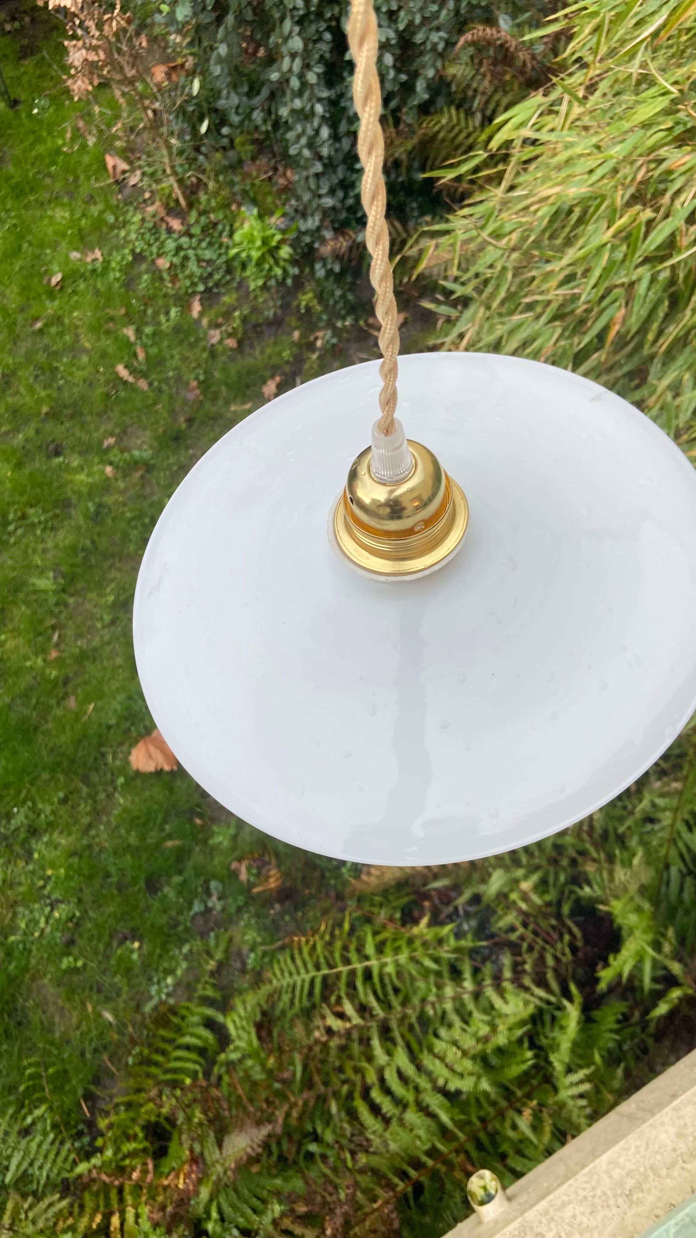 Vintage white opaline pendant light