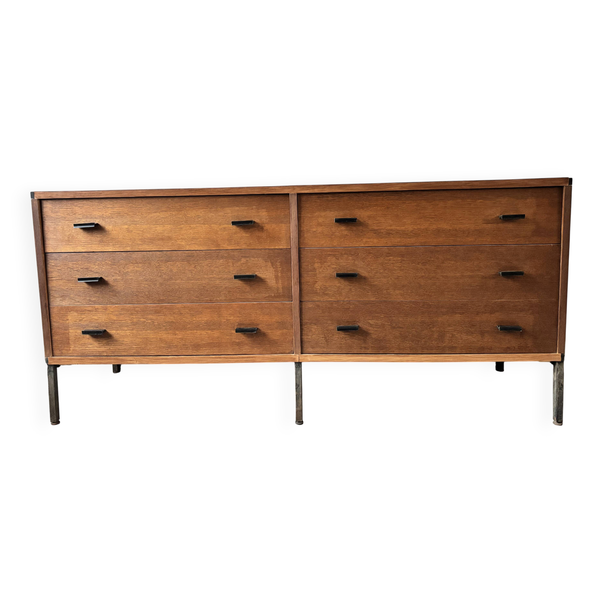 Vintage Scandinavian teak sideboard – 6 drawers – 1960s