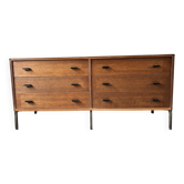 Enfilade commode en teck vintage scandinave – 6 tiroirs – Années 60