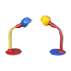 Deux lampes de bureau des années 80/90 en couleurs primaires