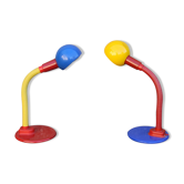 Deux lampes de bureau des années 80/90 en couleurs primaires